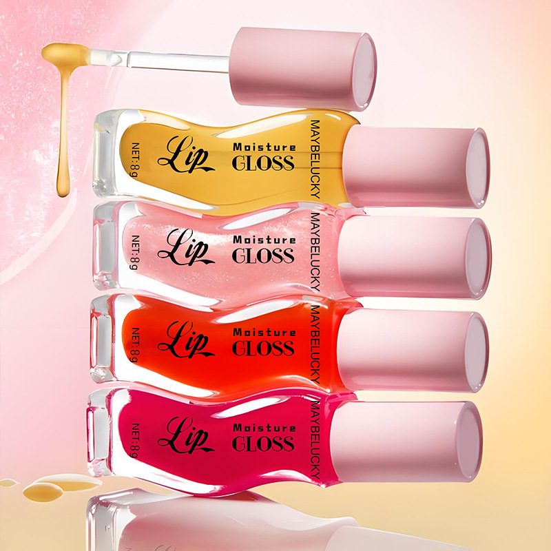 跨境新品水果蜂蜜精华唇油持久滋润淡化唇纹护唇蜜透明珠光唇油