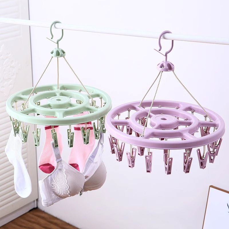 36 socks drying rack, household clothes hanger, multiple clips, round plate, underwear, baby clothes drying rack, women's windproof clothes drying rack, hanging clothes drying rack Specification image