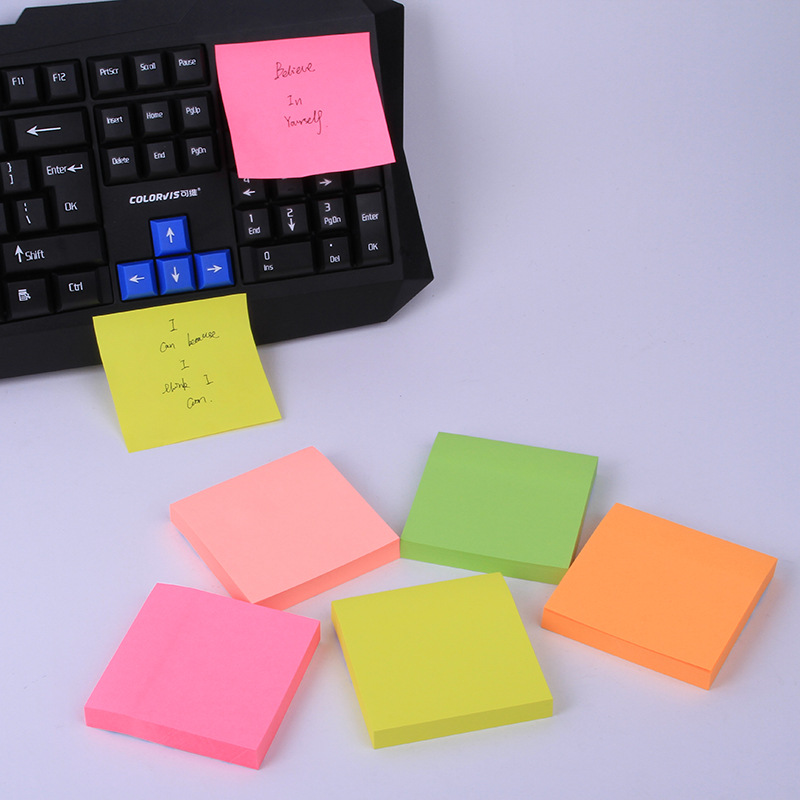 Jiuxing Stationery has strong adhesive power and can be torn N times to stick 100 rainbow-colored square self-adhesive sticky notes and sticky notes