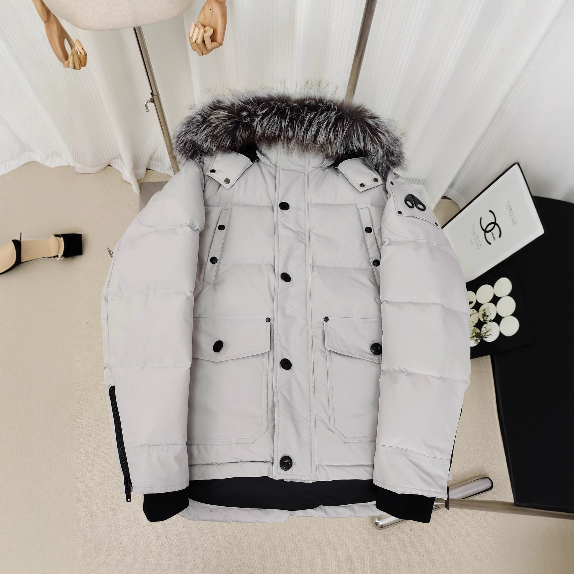Men's short, thickened jacket with a fur collar, pike down jacket, Style 07 Specification image