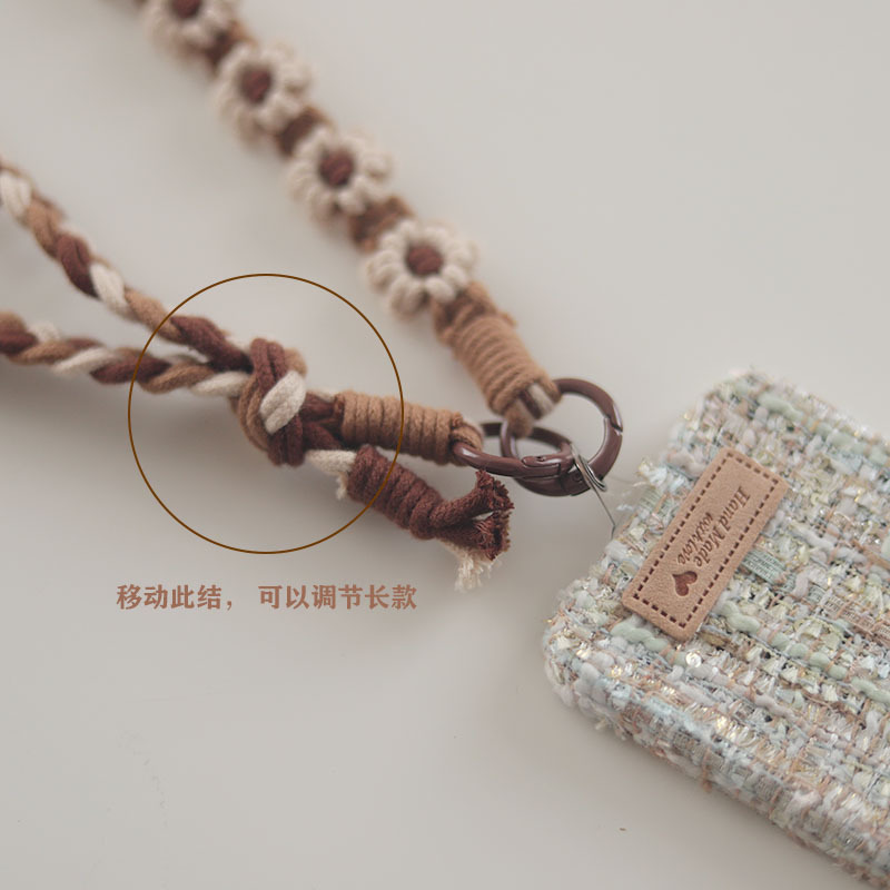 Two-in-one detachable, hand-carry and crossbody dual-purpose, adjustable shoulder strap, woven flower lanyard, neck strap, camera strap for girls Specification image
