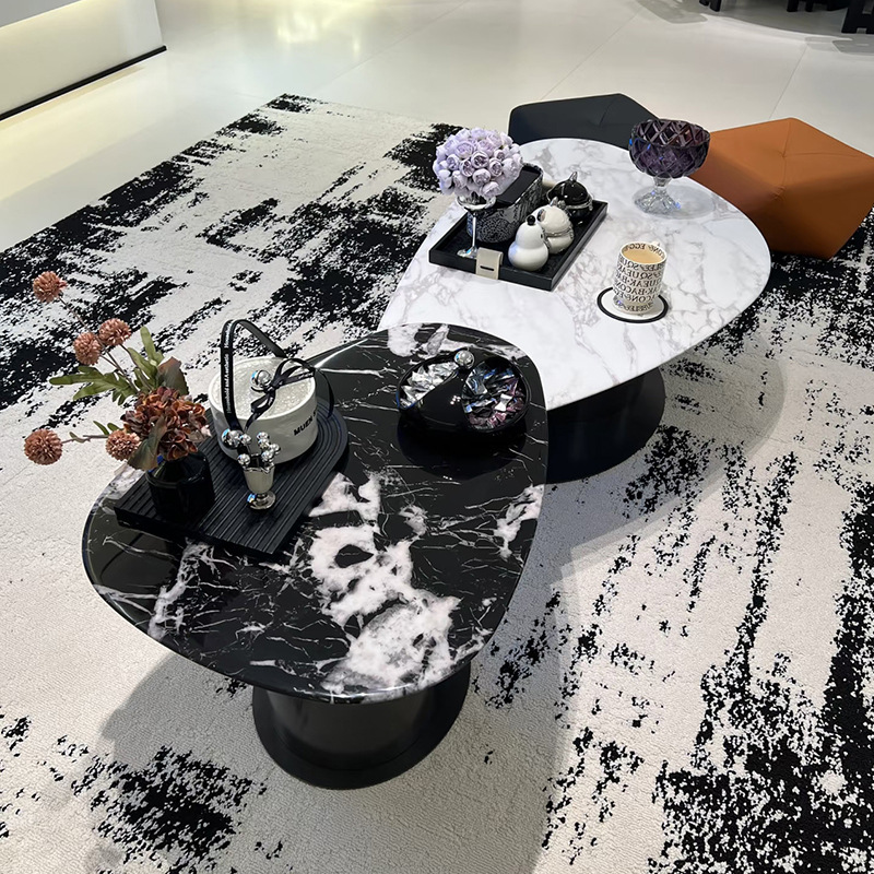 意式极简大理石茶几2025客厅家用设计师新款高级感异形边几组合详情图4