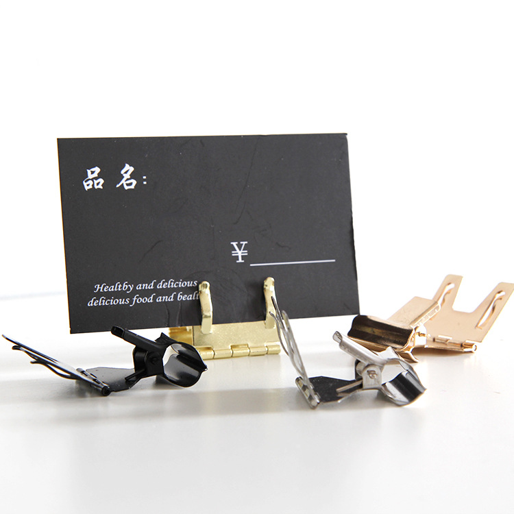 Bread price tag, bakery price tag, non-rusting pop clip, metal advertising clip, wing-shaped clip, cake label clip, pastry store price tag stand, dessert counter product label base, catering display price tag auxiliary accessories Item Picture