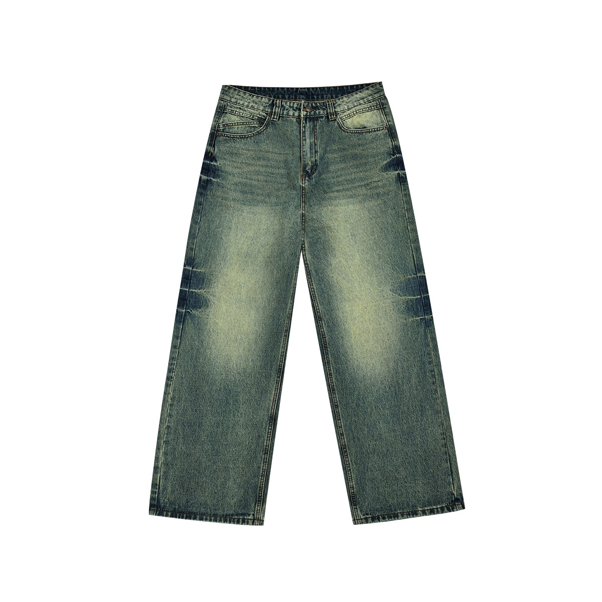 APO Men's Wear: American retro washed jeans, a high-end men's fashion brand with a cool and stylish vibe, loose straight-leg casual pants Item Picture