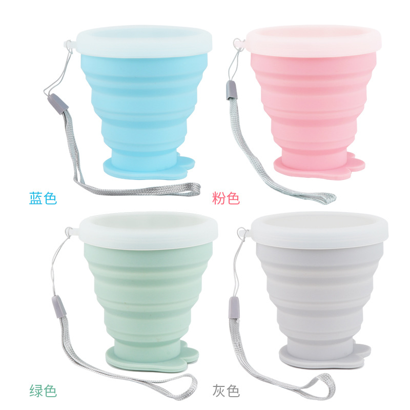 Mengzhao Silicone Folding Cup, portable outdoor travel cup with lid, 200ml Item Picture