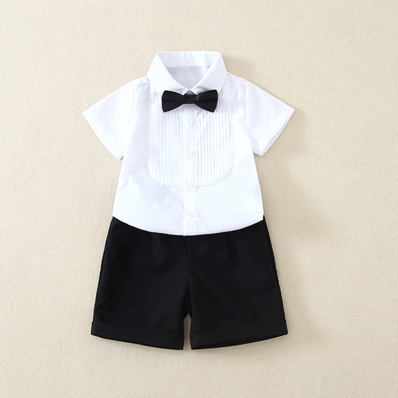男宝宝周岁礼服夏小男孩高级感西服花童生日儿童衬衫套装男童西装