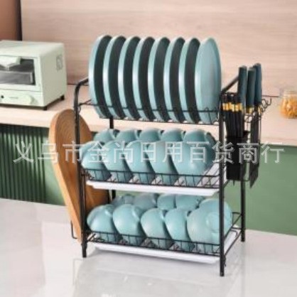 Stainless steel double-layer and triple-layer bowl and plate draining rack, knife rack, chopstick holder, cutting board, storage rack, seasoning rack and storage rack Specification image