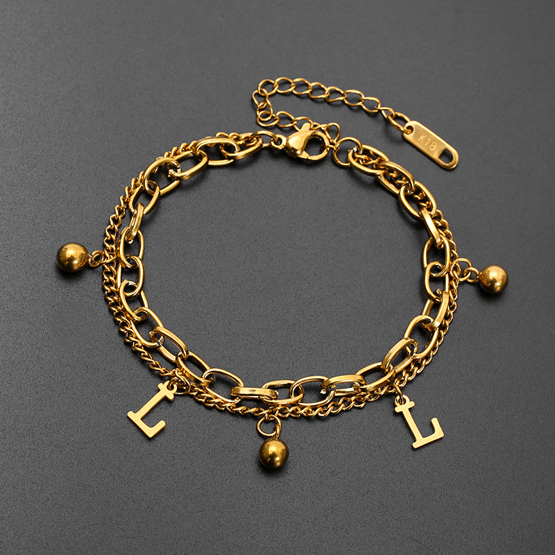 A new 26-letter titanium steel women's simple, versatile and fashionable double-layer bracelet from Europe and America Application Scenario