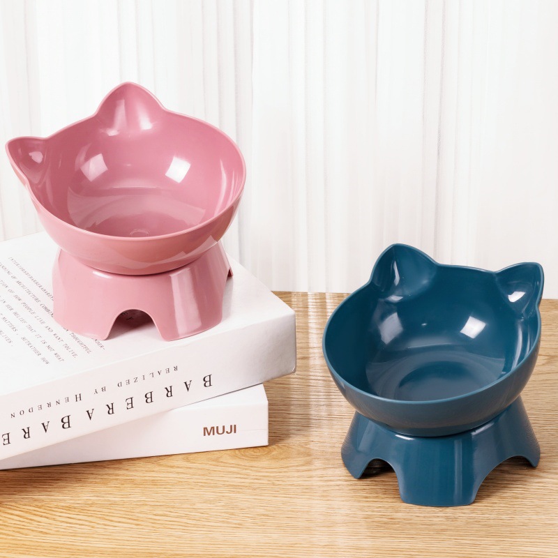宠物猫碗护颈单碗猫食盆倾斜口猫耳宠物狗碗猫粮碗宠物用品喂食盆