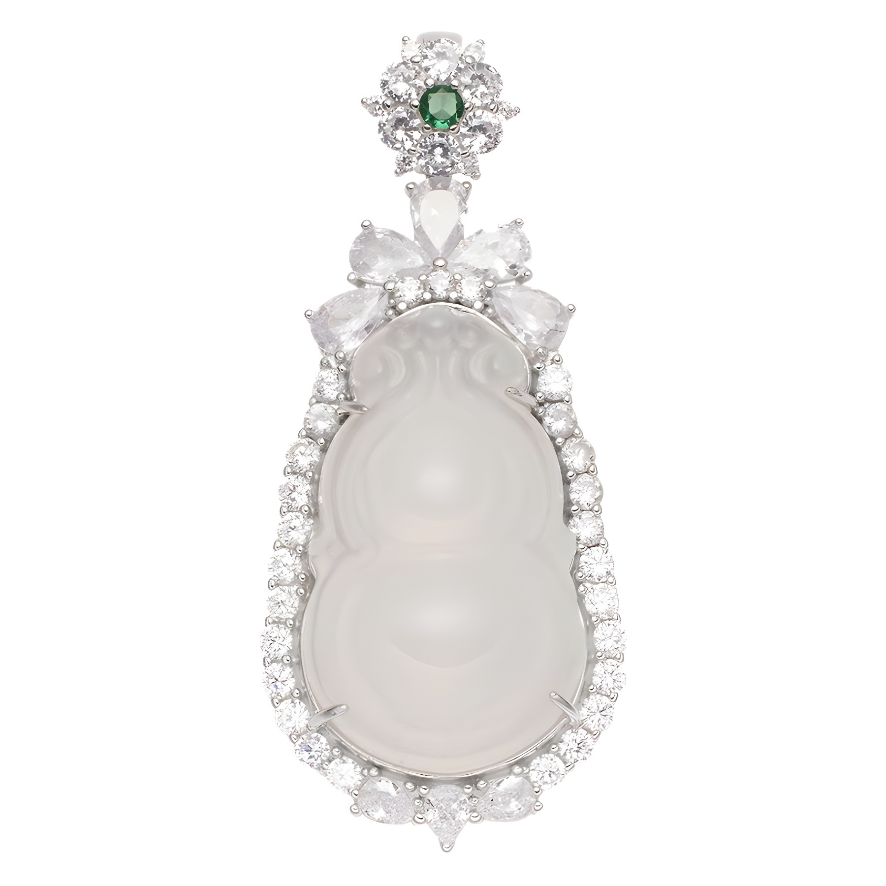 S925 pure silver New Chinese-style high ice transparent white chalcedony gourd pendant, jade collarbone chain pendant and jewelry manufacturer wholesale Item Picture