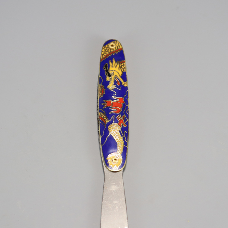 Beijing Cloisonne vintage goods are being exported back to the cultural and recreational collection market. Large flower-and-bird letter openers made of copper body mechanism enamel details Picture