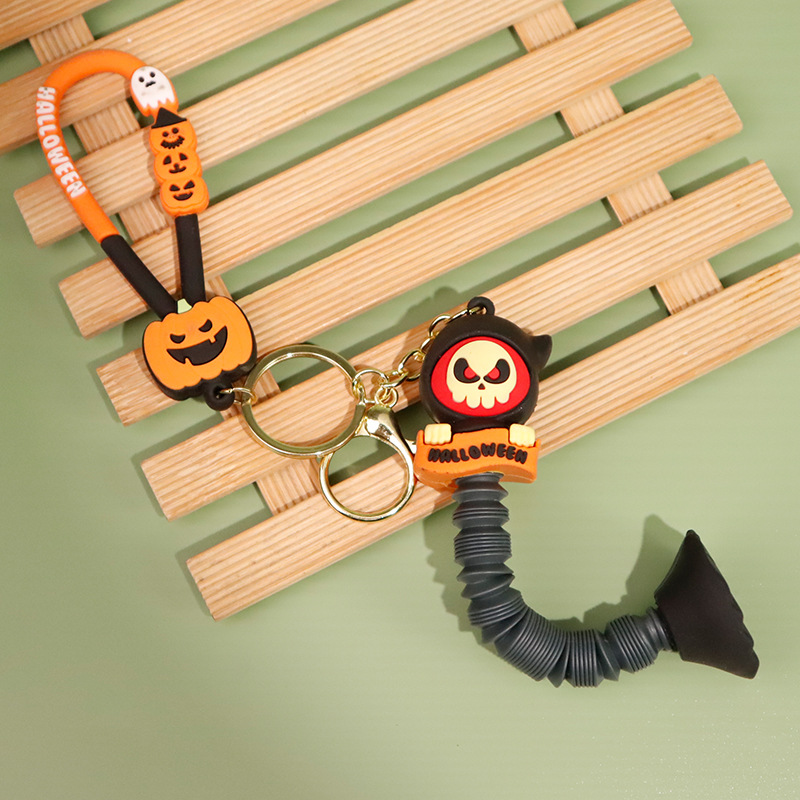 Halloween Pull Tube pvc soft silicone key chain series keychain car key cute and personalized pendant Application Scenario