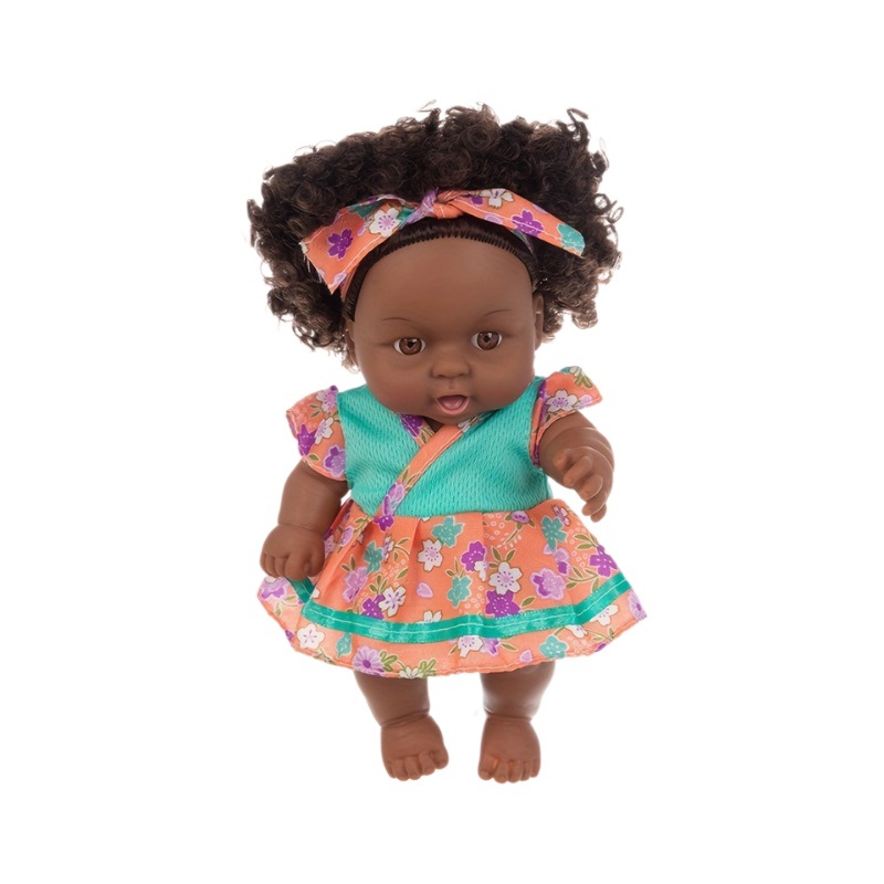 8-inch African black doll, cute plush toy, soothing doll, vinyl rebirth doll, foreign trade children's toy Specification image