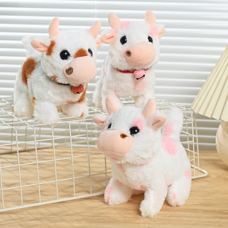 A new type of simulated electric plush cow that can walk, mooing, make sounds and move its tail is an electronic pet children's toy details Picture