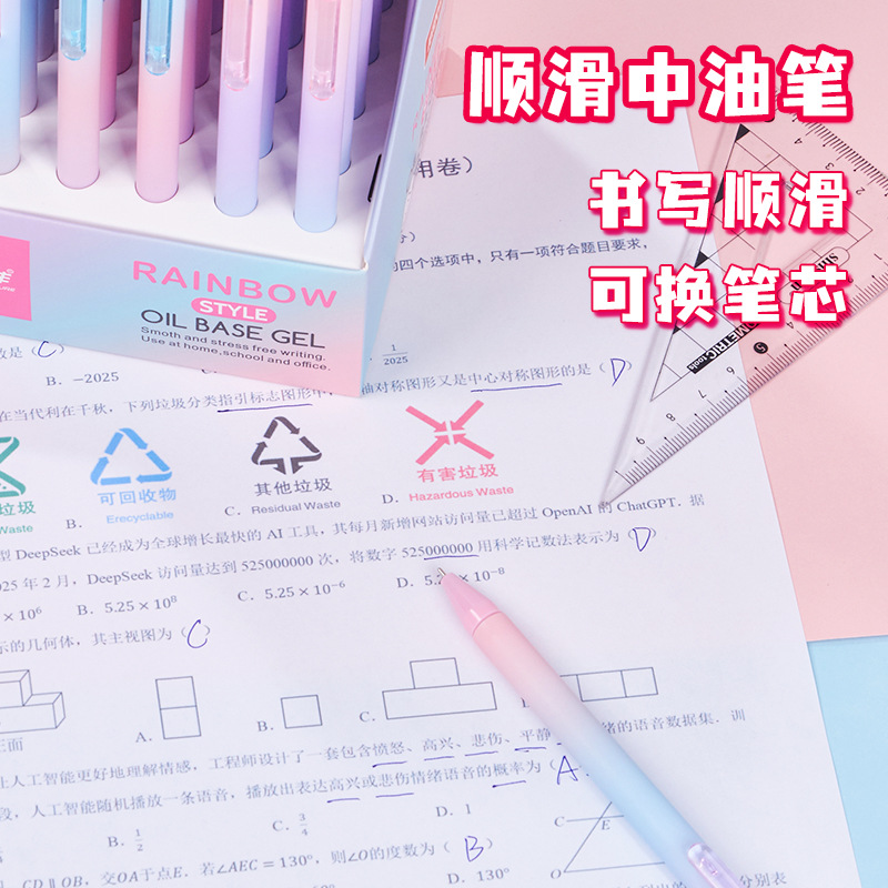 Wholesale in stock: Smooth oil pen with a jumping 598EMINI head, gradient color heat transfer oil pen Application Scenario