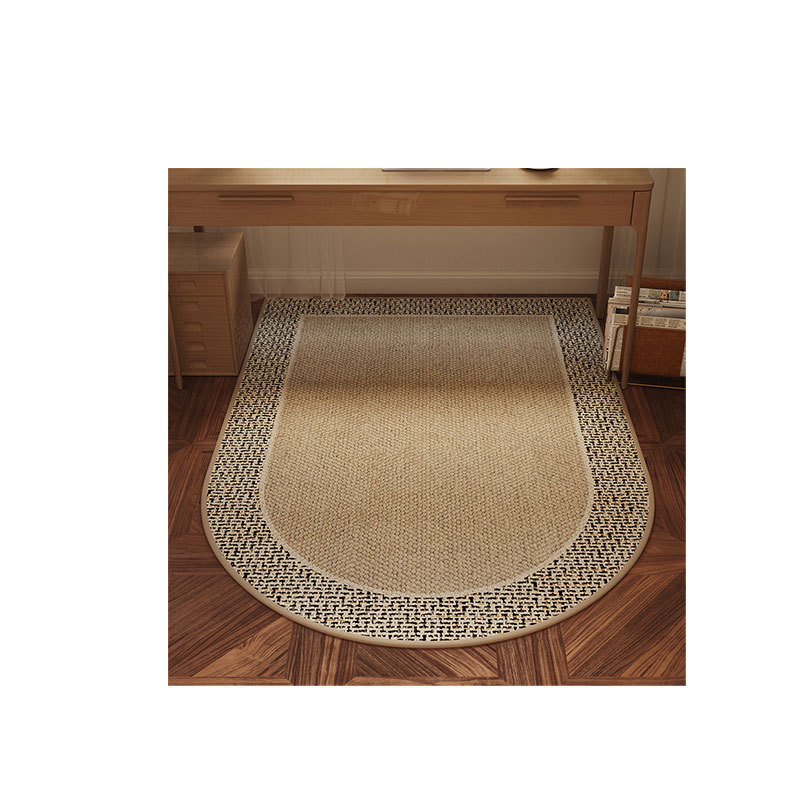 中古风拱形水晶绒地毯家用书房电脑椅隔凉垫子免洗好打理保护地板白底实物图