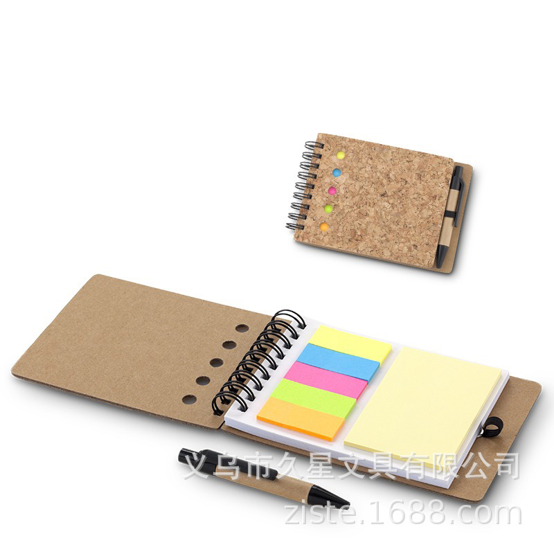 Creative cork cover sticky notes with a fixed logo and practical color stripe sticky notes are promotional gifts for our company's corporate advertising thumbnail