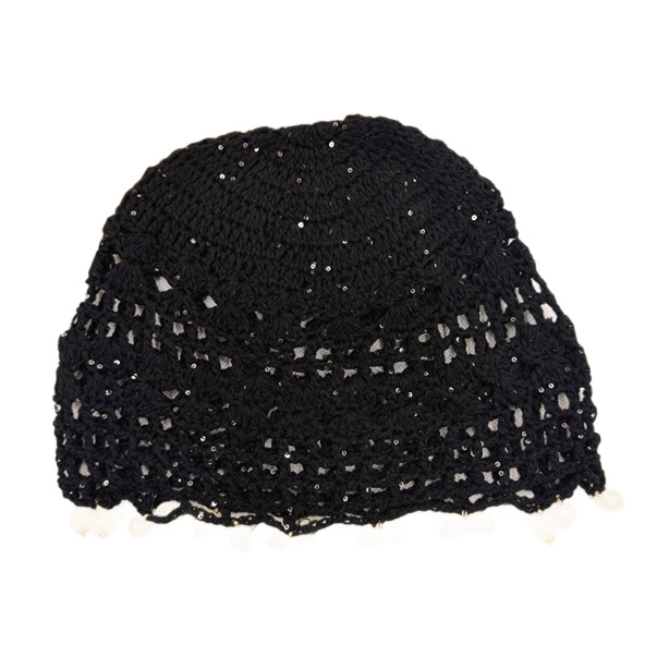 Hecho a mano ganchos huecas sombrero mujeres verano perlas perlas transpirable sombrero de punto mostrar la cara pequeño sombrero frío vintage Item Picture
