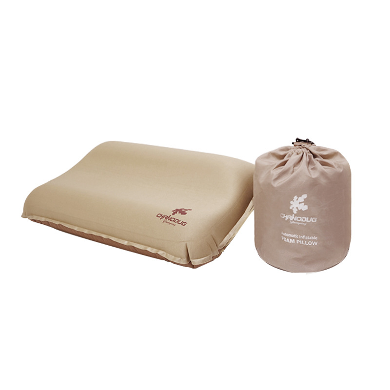 Portable and easy-to-store self-inflatable pillow for camping travel, outdoor 3D comfortable pillow, high-elasticity cotton cheese pillow Item Picture