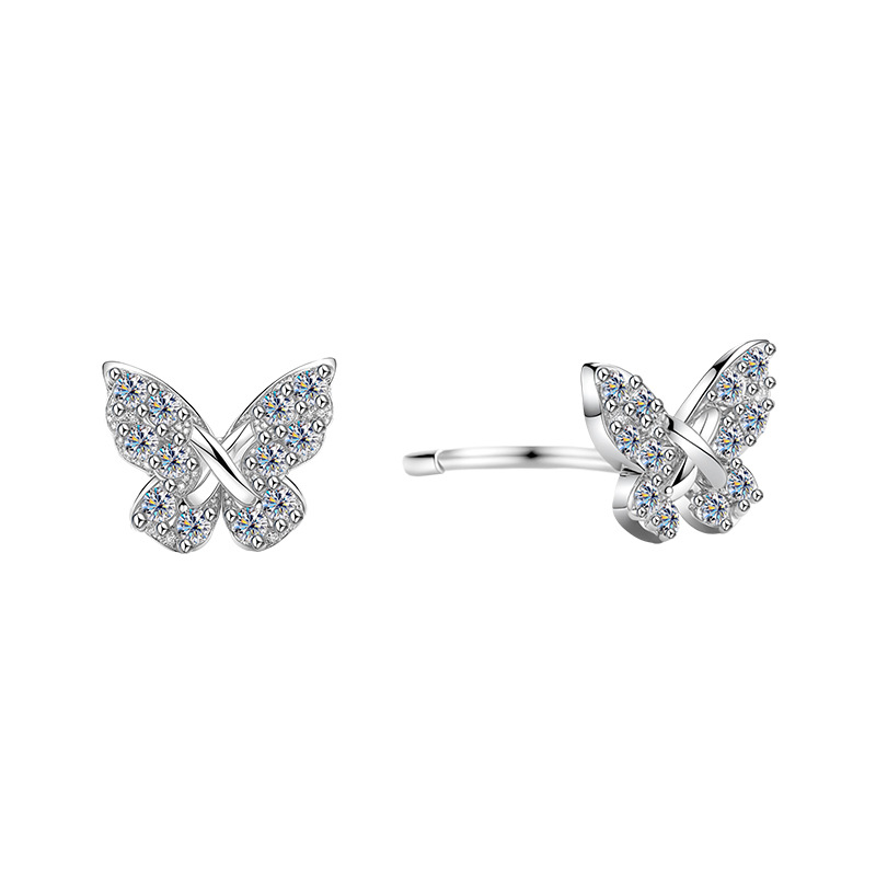 Zhuoheng Selection 2026 New Style Fine Sparkling Micro-inset Zircon butterfly ear Bone Stud Women's French retro light Luxury Elegant simple Individual Exquisite earrings and Earrings Application Scenario