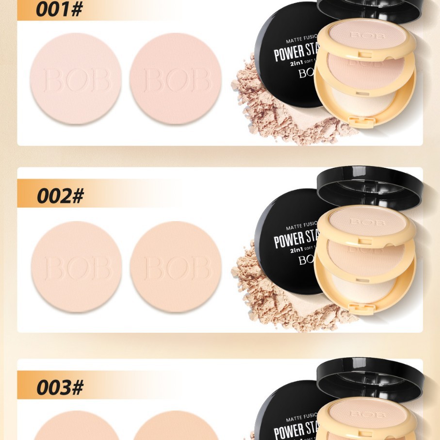 Cross-border bob Light-sensing Constant Color Setting Powder Compact is waterproof, oil-control, moisturizing, long-lasting, concealer and does not smudge, brightening the skin in daily life Application Scenario