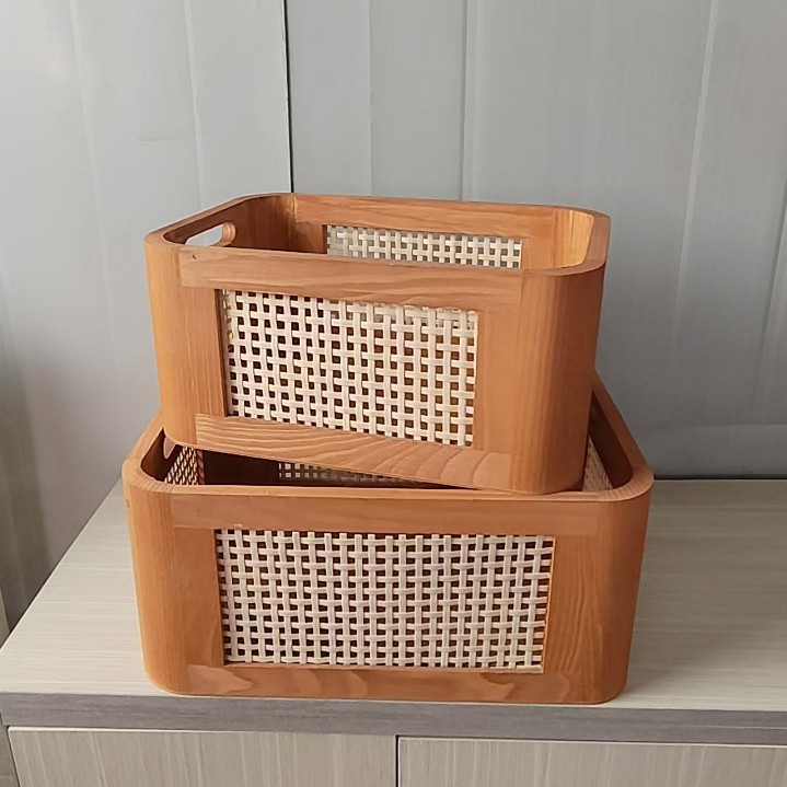 Nueva caja de almacenamiento redonda de bambú y madera trenzada cesta de almacenamiento de madera sólida home storage cosmetics tobacco storage box details Picture