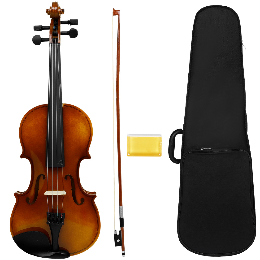 Multi-functional violin set: bow, case, shoulder rest, tuner, rosin, strings, chin rest, fingerboard, stickers, guitar stand, door handle, gloves, storage, suitable for saxophone Item Picture