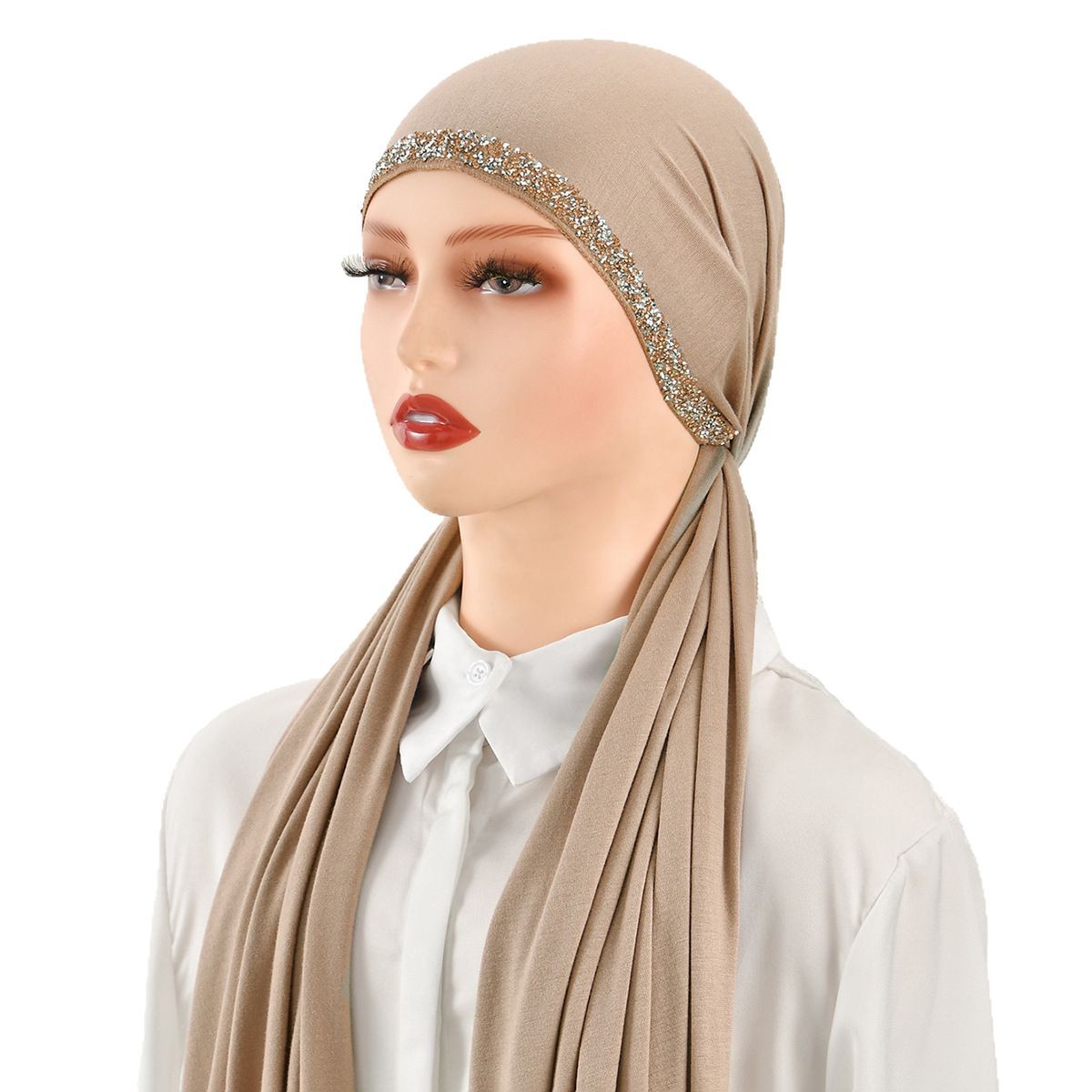 A new best-selling solid-color embossed diamond and lustrous cotton headscarf for foreign trade, a soft, fashionable and trendy headscarf for women with ethnic style Item Picture