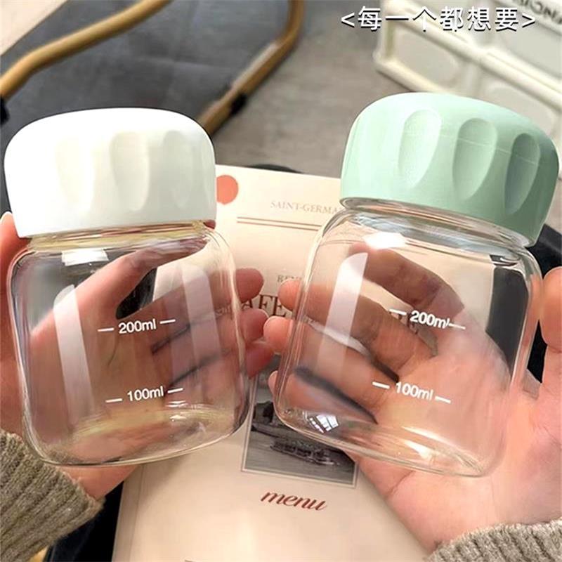 高颜值小胖杯可爱胖胖杯迷你便携水杯简约带刻度网红通用玻璃杯子
