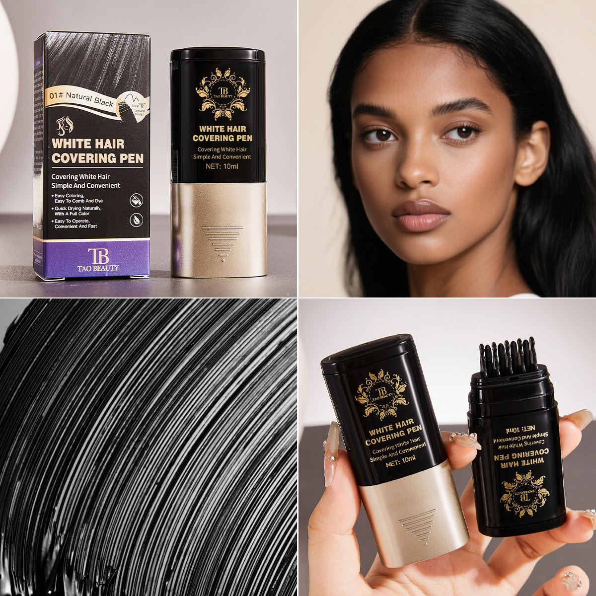 【 Cross-border Exclusive 】TaoBeauty White Hair Covering Pen, one-time color Supplement, Temporary color Supplement Hair Care Stick wholesale Application Scenario