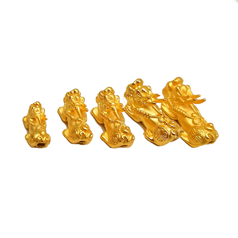 Vietnamese sand gold brass plated with 24k gold, sandblasted solid PI xiu DIY bracelet accessory, handcrafted beaded accessory Specification image