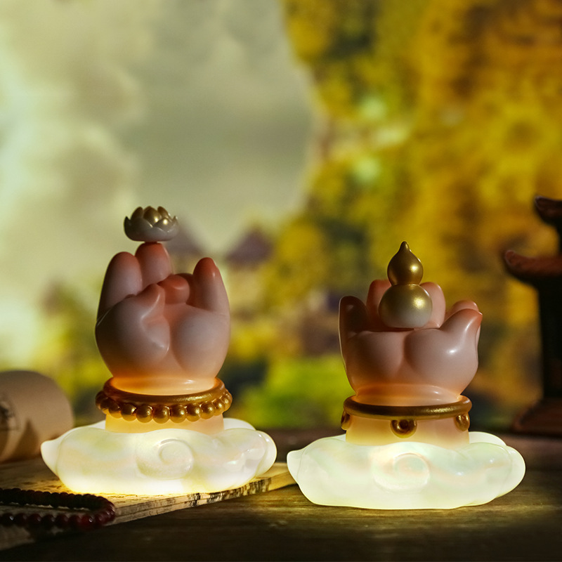 Q-style cartoon Buddha's hand figurine, fat FUFU, good luck Lotus, home desktop decoration, resin for attracting wealth details Picture