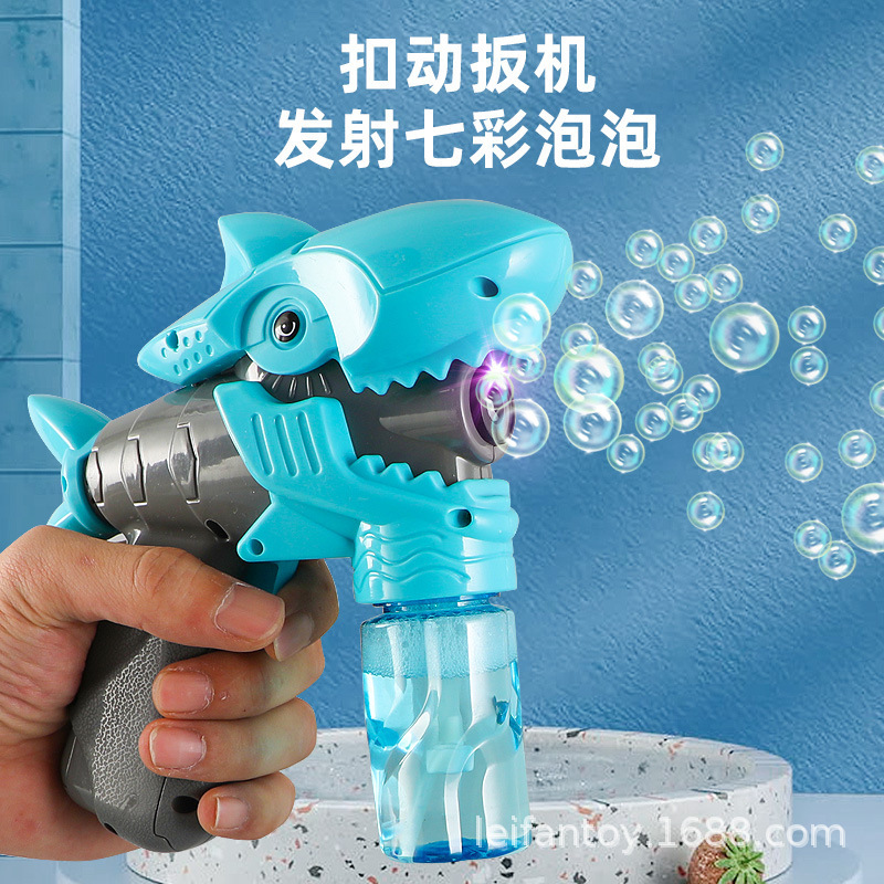 Cross-border foreign trade electric shark bubble gun, children's summer outdoor interactive fully automatic bubble machine toy details Picture