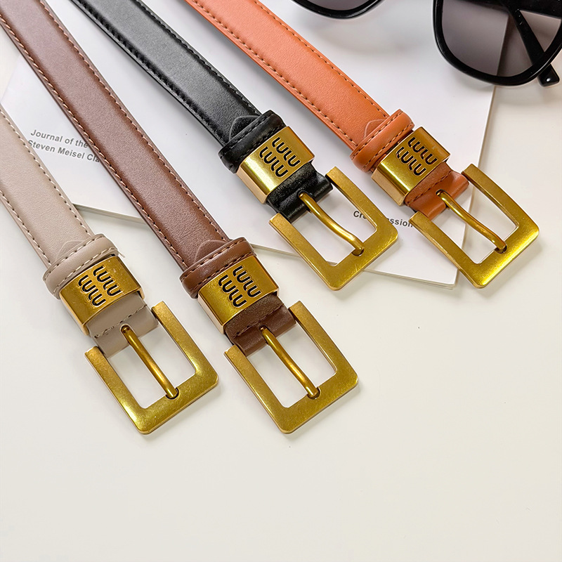 European and American belts, high-end and fashionable letted-decorated dresses, suits, denim pants, belts, simple and new styles for women, versatile details Picture