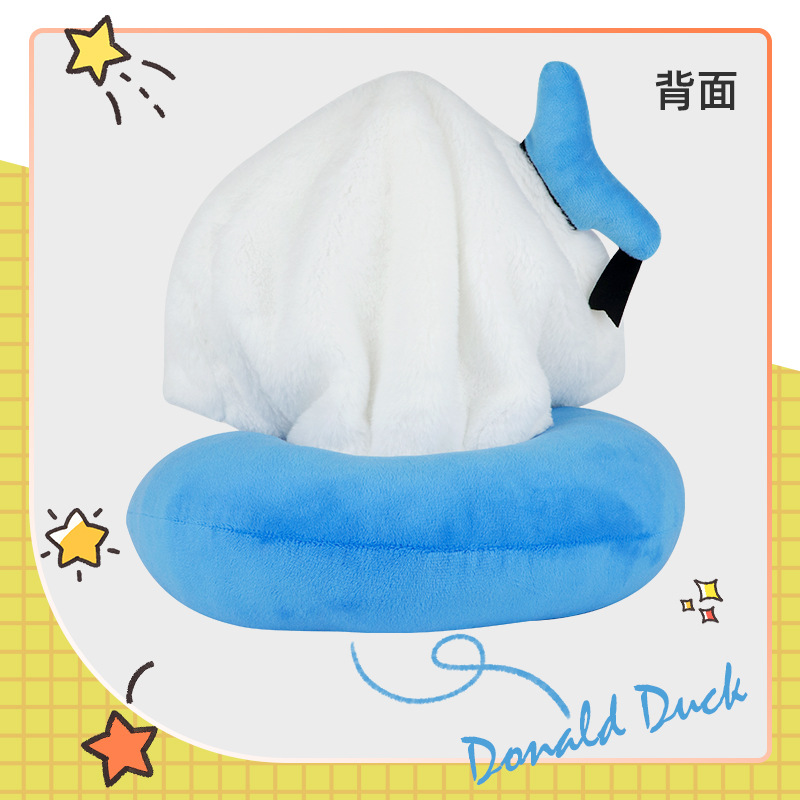 Cute cartoon Cheering duck U-shaped pillow with hat and neck guard, customized animal IP gift, travel U-shaped pillow customization Specification image