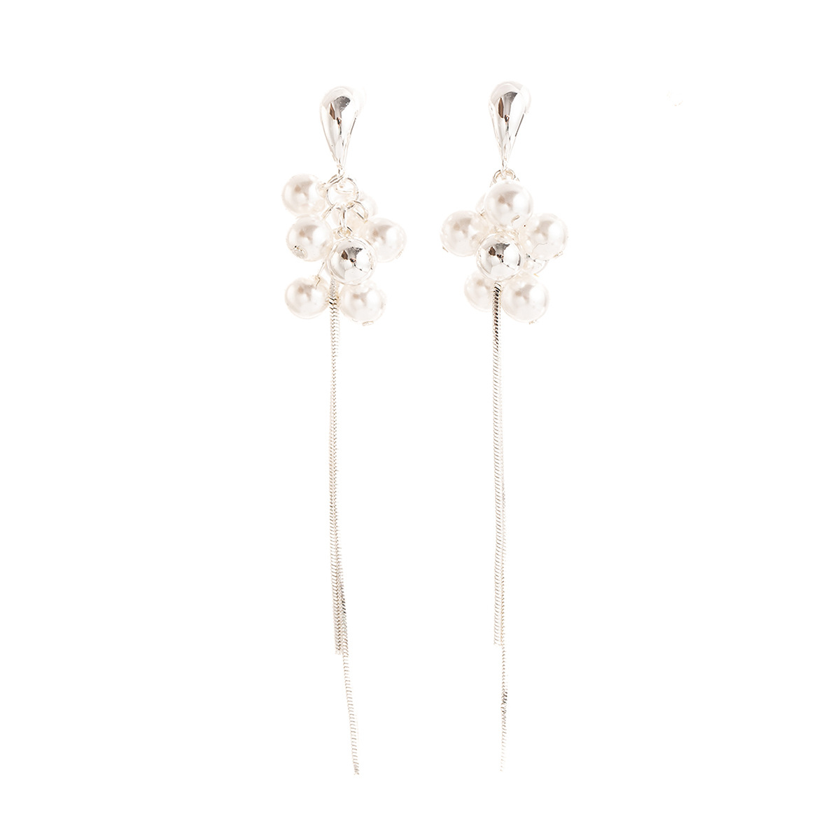 Sweet and charming, small round and square face earrings with a goddess-like atmosphere. Grape strings, pearl ear threads, long tassel earrings Item Picture