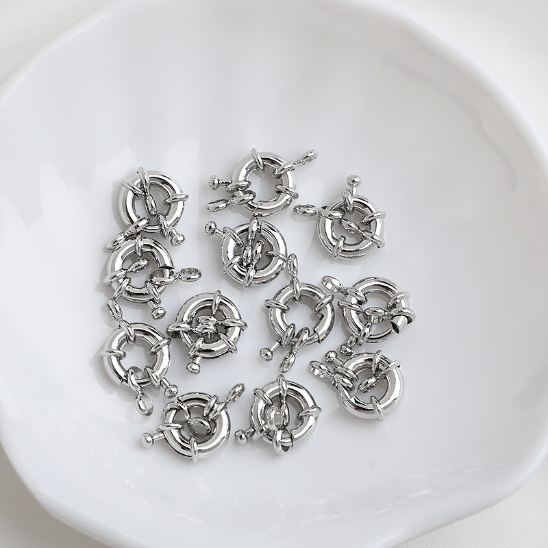 Copper-plated 18K color retention real gold, popular steering wheel buckle, sailor buckle, DIY handmade jewelry accessories, necklace, spring buckle