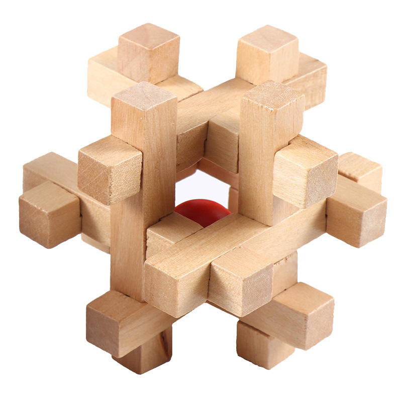 Adults, the elderly, children, leisure wooden toys that hurt the brain, unlock intelligence, assemble Kongming locks, Lu Ban locks, and take balls from cages details Picture