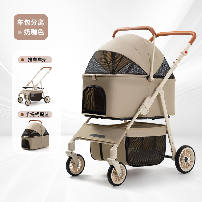 Medium and large-sized pet strollers for dogs, cats, teddy bears, baby strollers, portable and foldable for outdoor use Item Picture