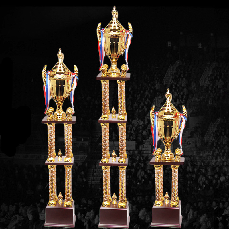 Wholesale of four-column trophies, creative high-end international large-scale competition trophies, corporate annual meeting trophies, and Taekwondo large trophies details Picture