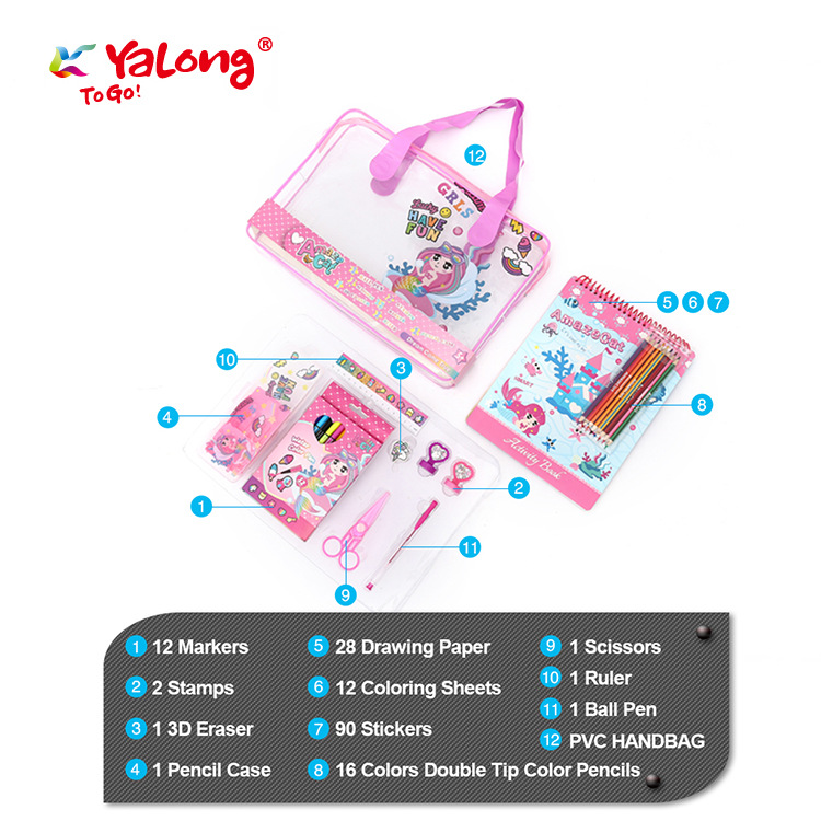 The painting set with a handbag, the Surprise Cat returns to school, stationery set, office and school Application Scenario