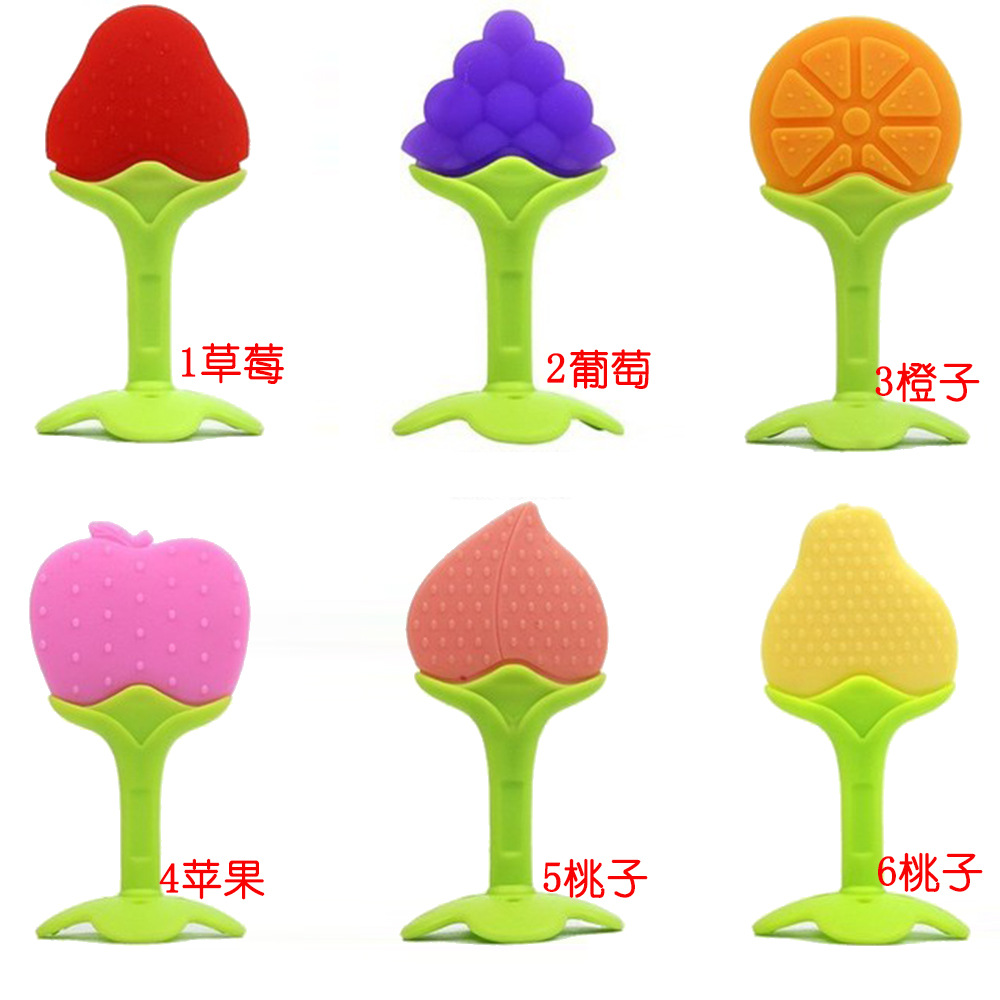 New cross-border teething rings, safe baby teething rings, baby teething sticks, fruit teething rings, strawberry, orange, grape fruit teething rings, odorless details Picture