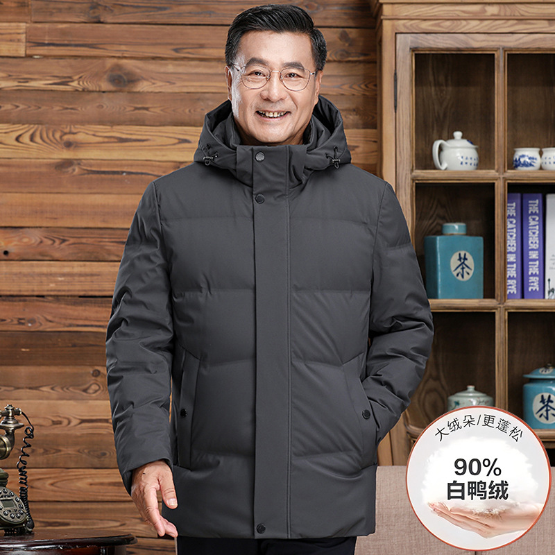 New down jacket for middle-aged and elderly men, short and thickened, 2024 winter wear for elderly fathers, duck down warm coat Item Picture