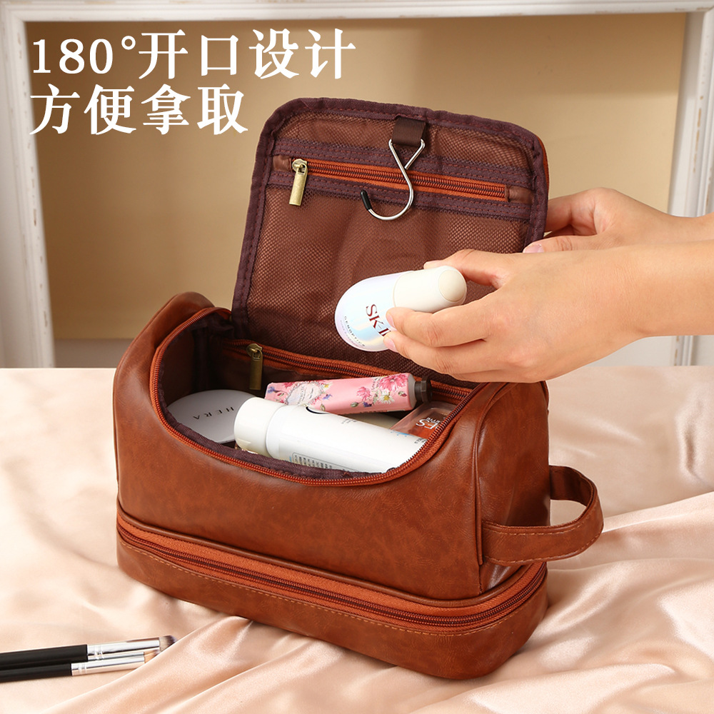 Amazon Travel Portable double-layer high-end men's toiletry bag with a sense of luxury, waterproof and large capacity makeup storage bag details Picture