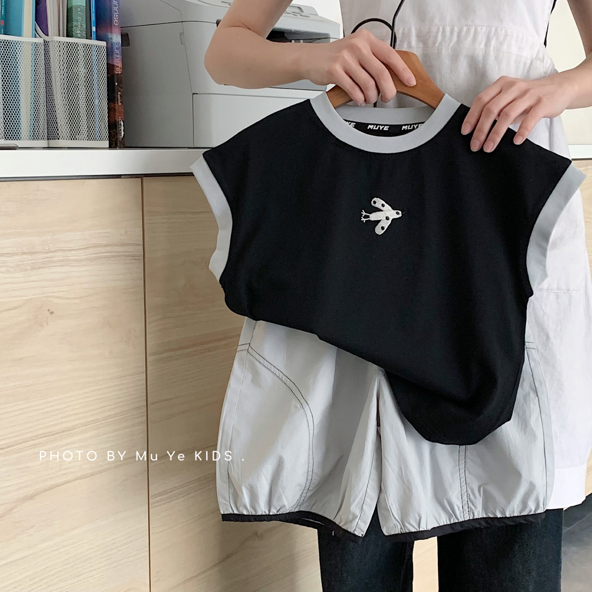 木野儿童夏季无袖套装湖州织里童装男童韩版背心t恤五分裤两件套