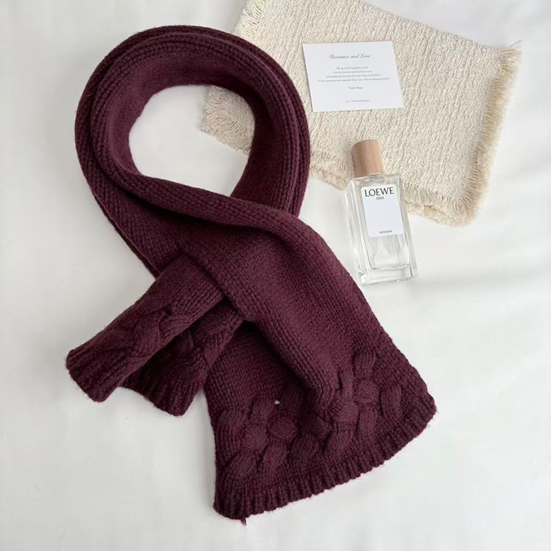 Winter new style hollowed-out cashmere knitted cashmere scarf, women's long cashmere scarf, solid color small shawl for warmth details Picture