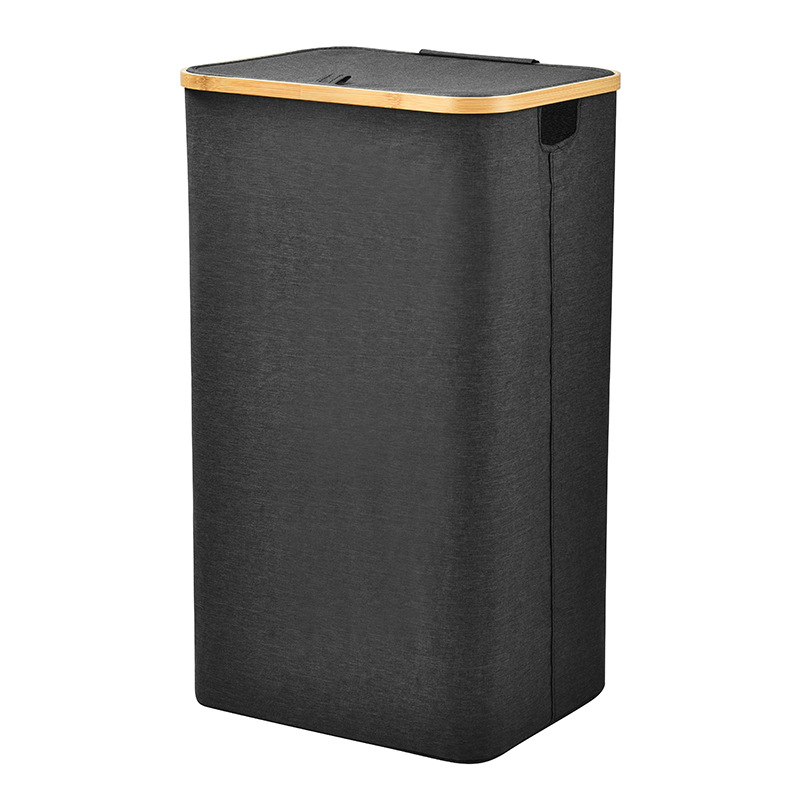 In-stock Japanese bamboo laundry basket, large bathroom with inner pocket folding laundry basket, bedroom laundry storage basket Item Picture