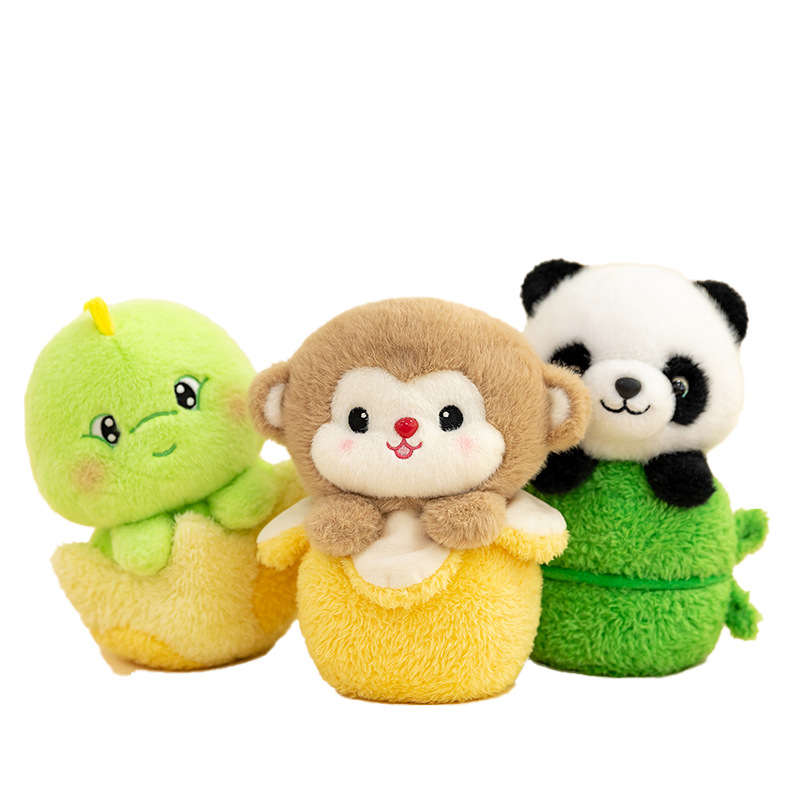 Creative potted plant scented table with dolls, stuffed toys, ornaments, children's room small animal table with plush toys Item Picture