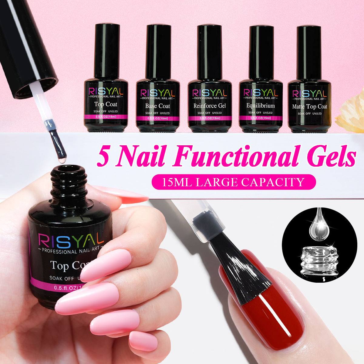 shanilak's new nail art functional adhesive base adhesive, tempered sealing layer reinforcing adhesive, 15ml nail art adhesive, cross-border bestseller phototherapy adhesive wholesale details Picture