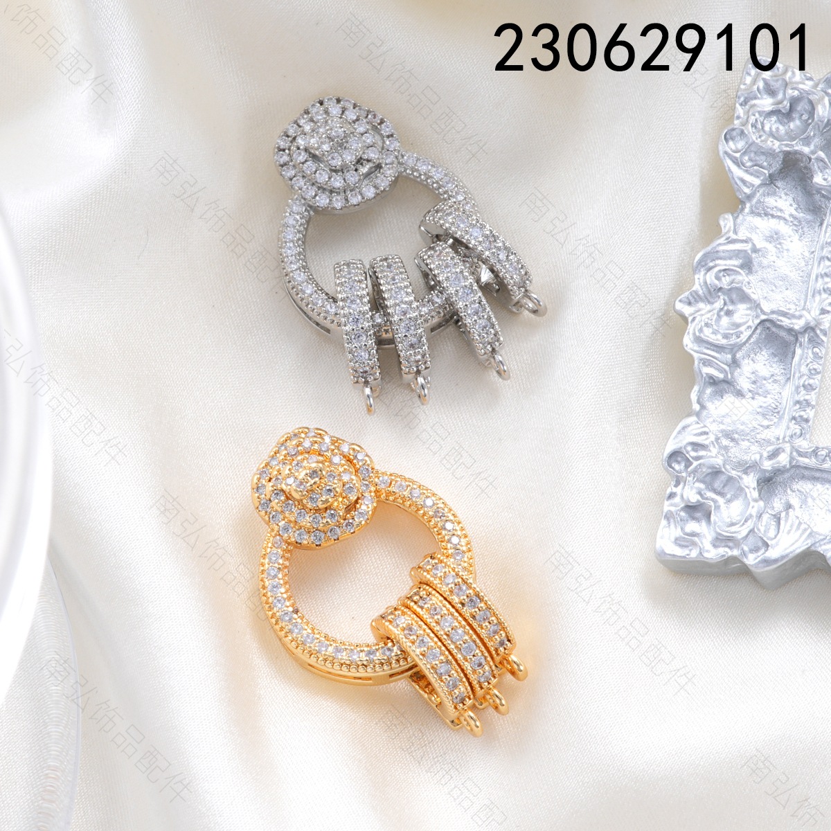 Copper-plated 18k gold color retention, zirconium-inlaid flower universal clasp, pearl connecting clasp, bracelet, necklace clasp, DIY accessory
